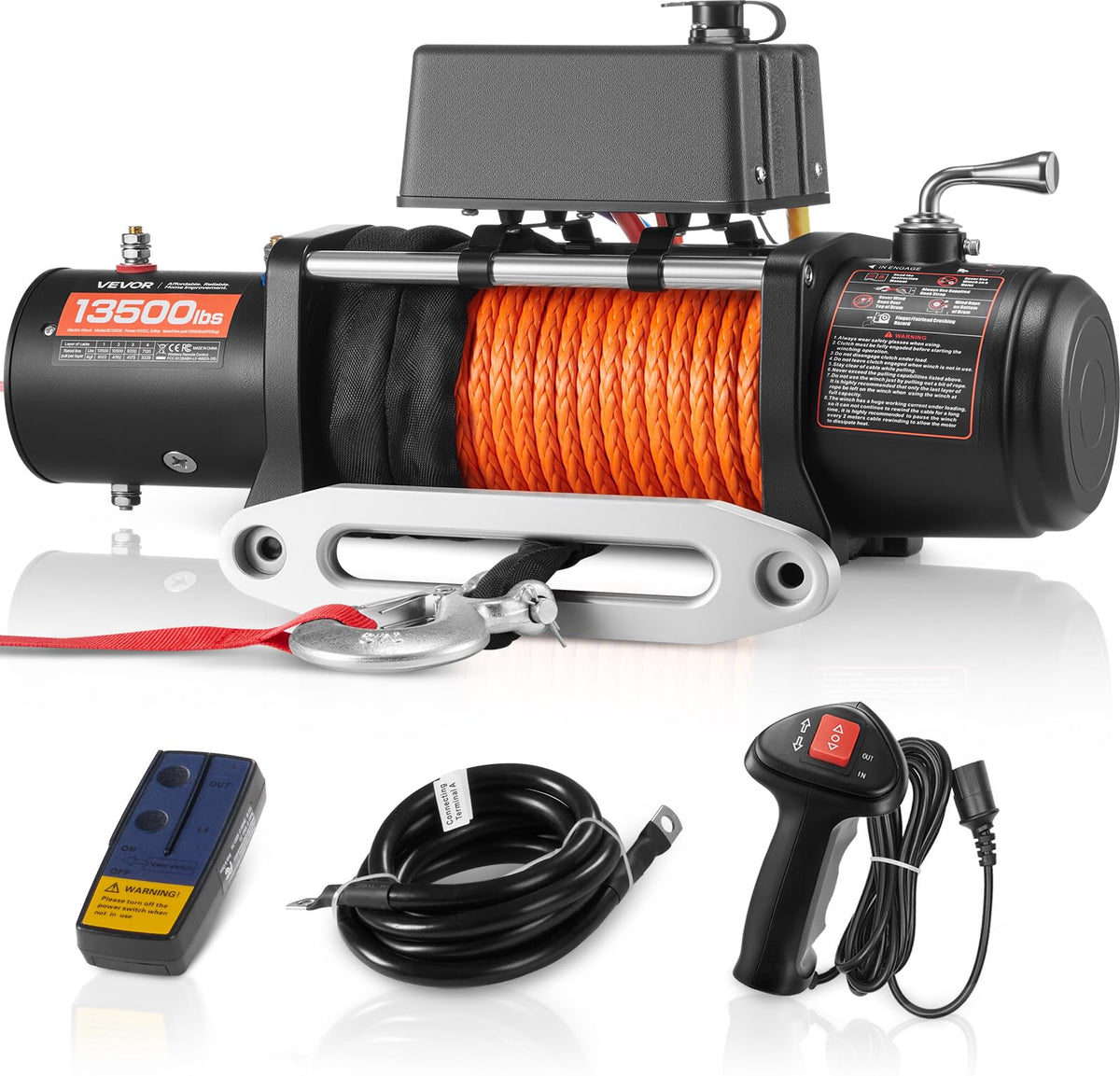 13,500 lb 12V DC Electric Truck Winch with Synthetic Rope V75312