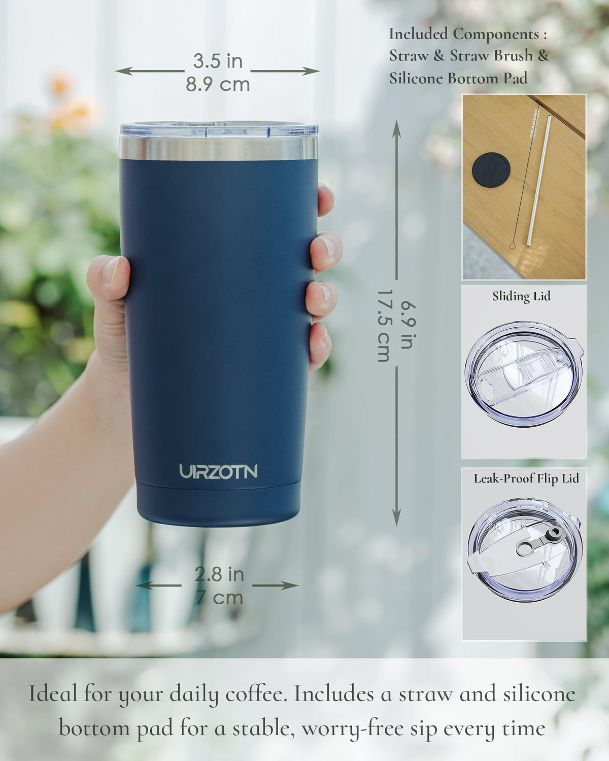20oz Stainless Steel Insulated Travel Coffee Tumbler with Straw R2470