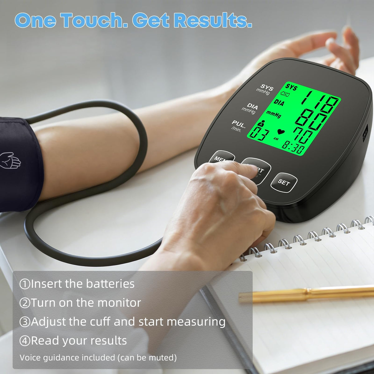 Blood Pressure Monitor with 2 Size Cuffs J355