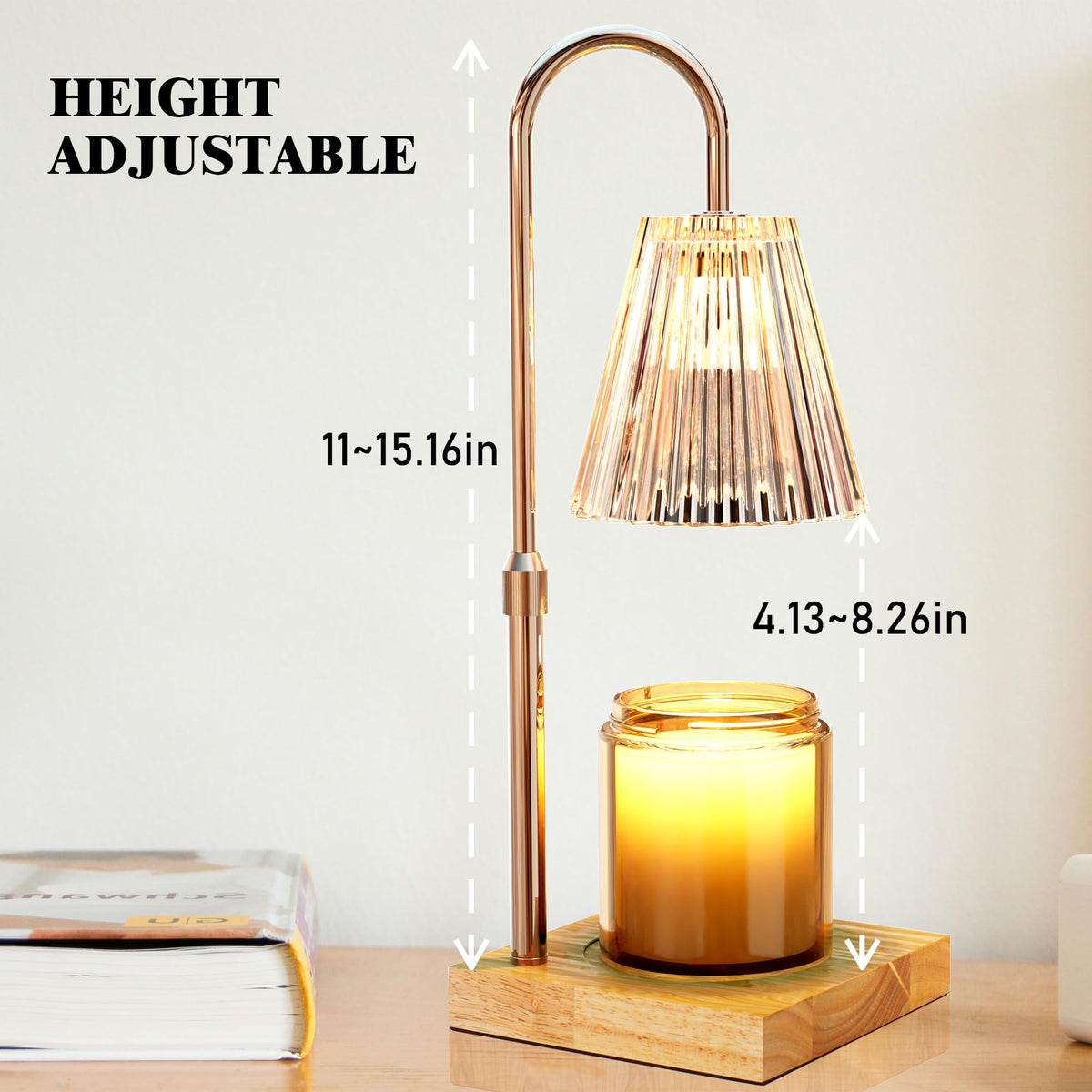 Candle Warmer Lamp with 2 Bulbs, Dimmable, Timer, Adjustable Height B52070