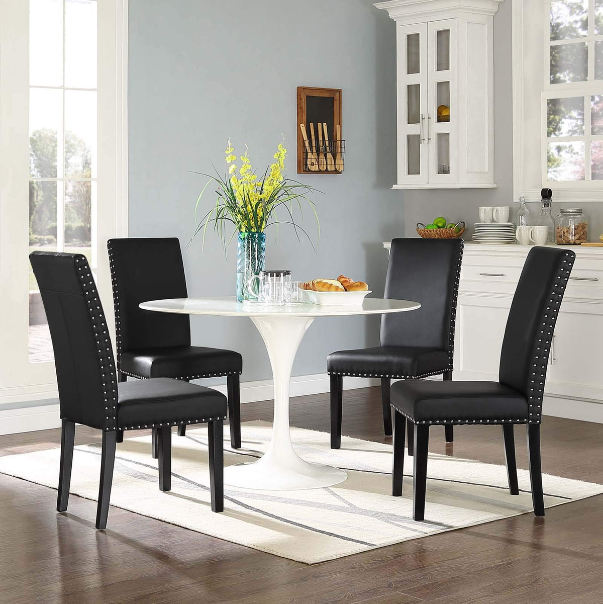 Black Faux Leather Dining Chairs T315