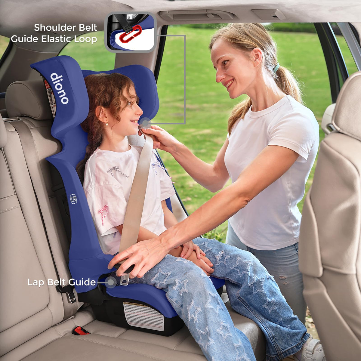 Foldable High Back Booster Seat, 40–100 lbs, Blue L946595