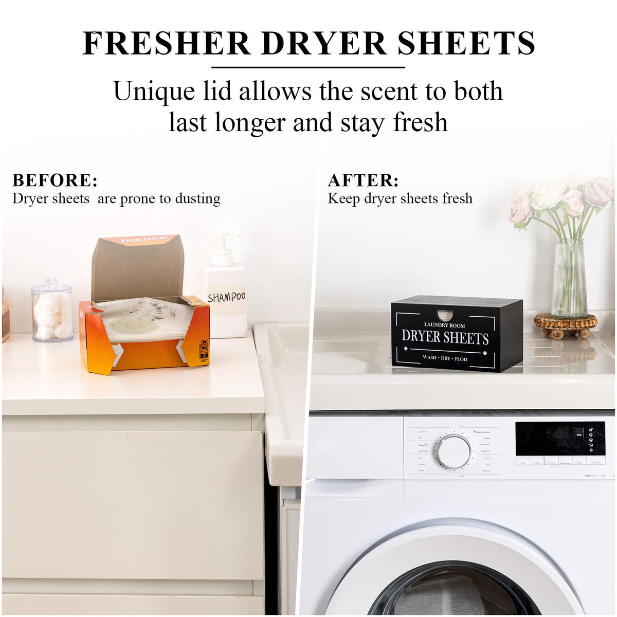 Black Dryer Sheet Holder with Lid U3810