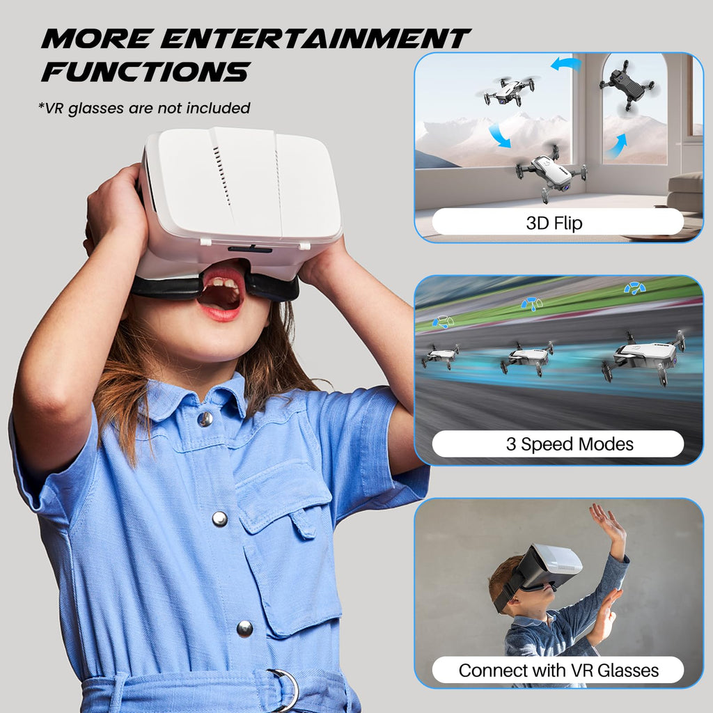 Mini Drone with 720P Camera, Foldable RC Quadcopter, White J529745
