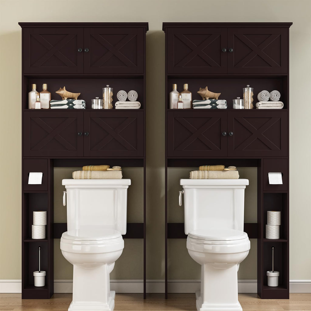 Over The Toilet Storage Cabinet with Doors & Paper Holder X483