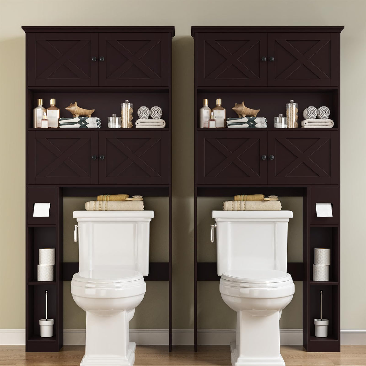 Over The Toilet Storage Cabinet with Doors & Paper Holder X483