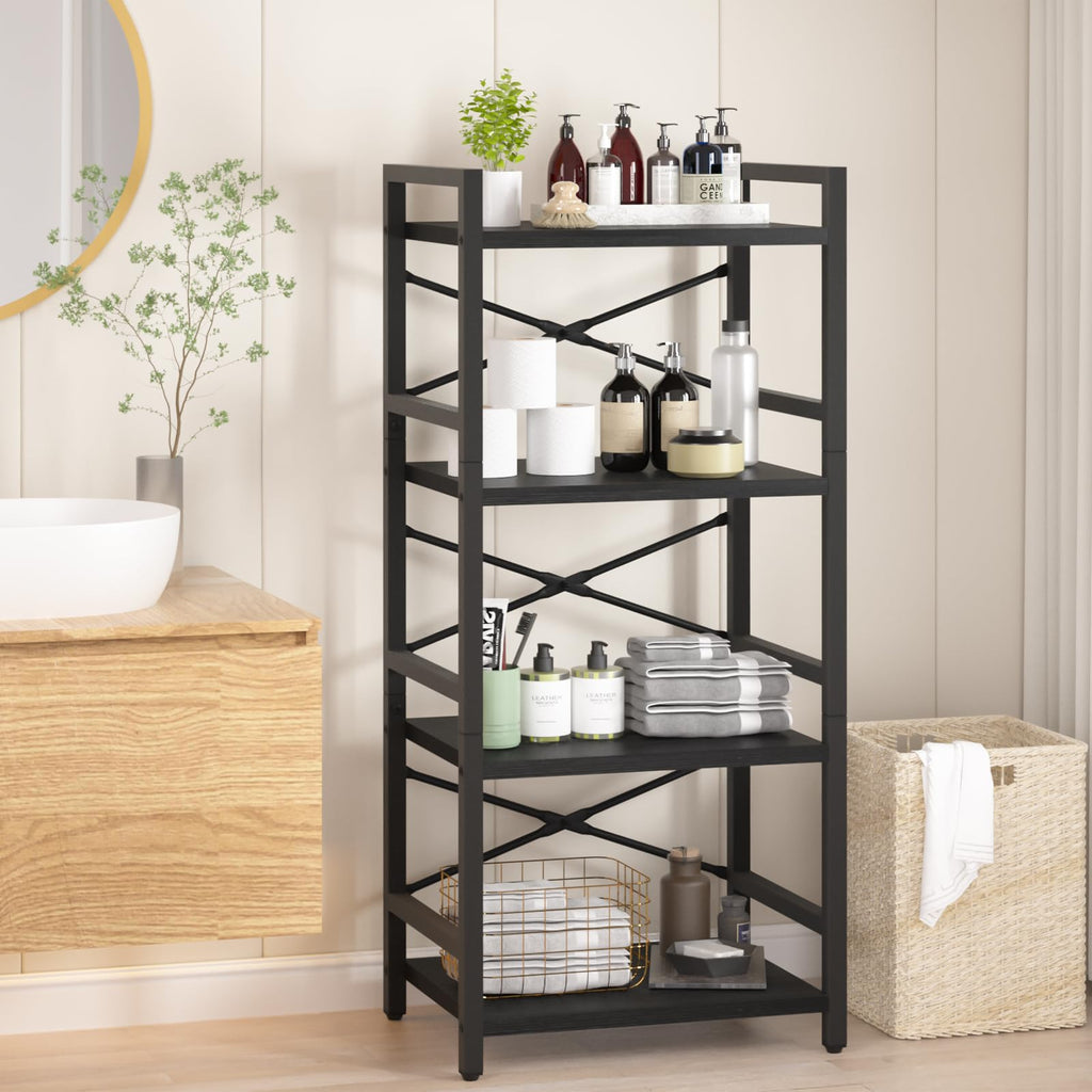 4 Tier Metal Wood Bookshelf I9366