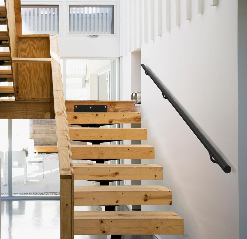 7 FT Matte Black Aluminum Handrail Set T626