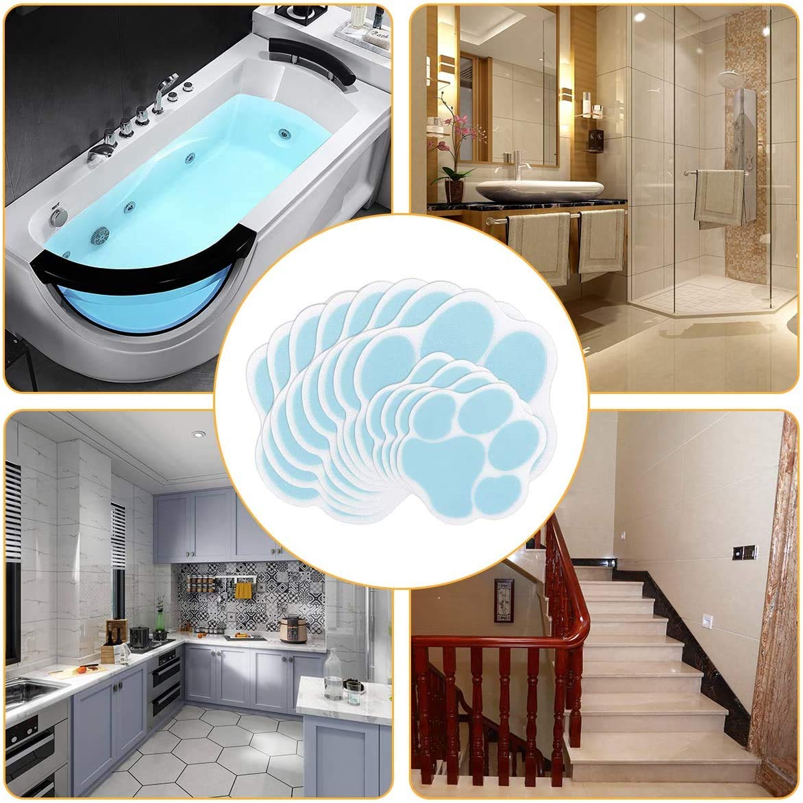 12 Pcs Non-Slip Bathtub Stickers Blue V5235