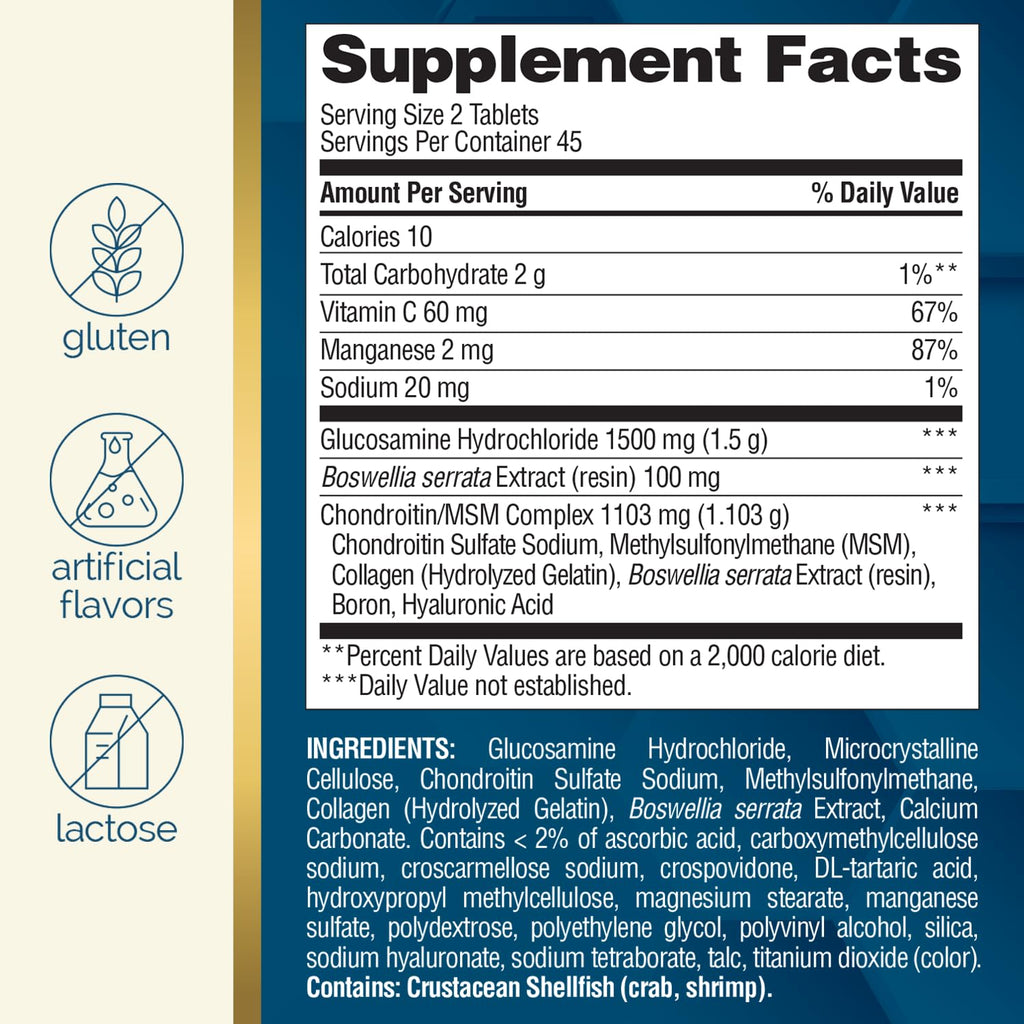 Triple Strength Glucosamine Chondroitin MSM 90 Tablets D98722