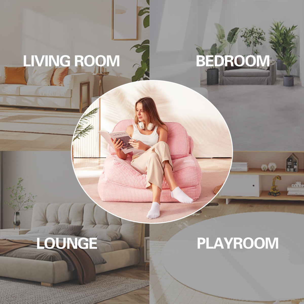 Pink Flannel Folding Sofa Bed P83366
