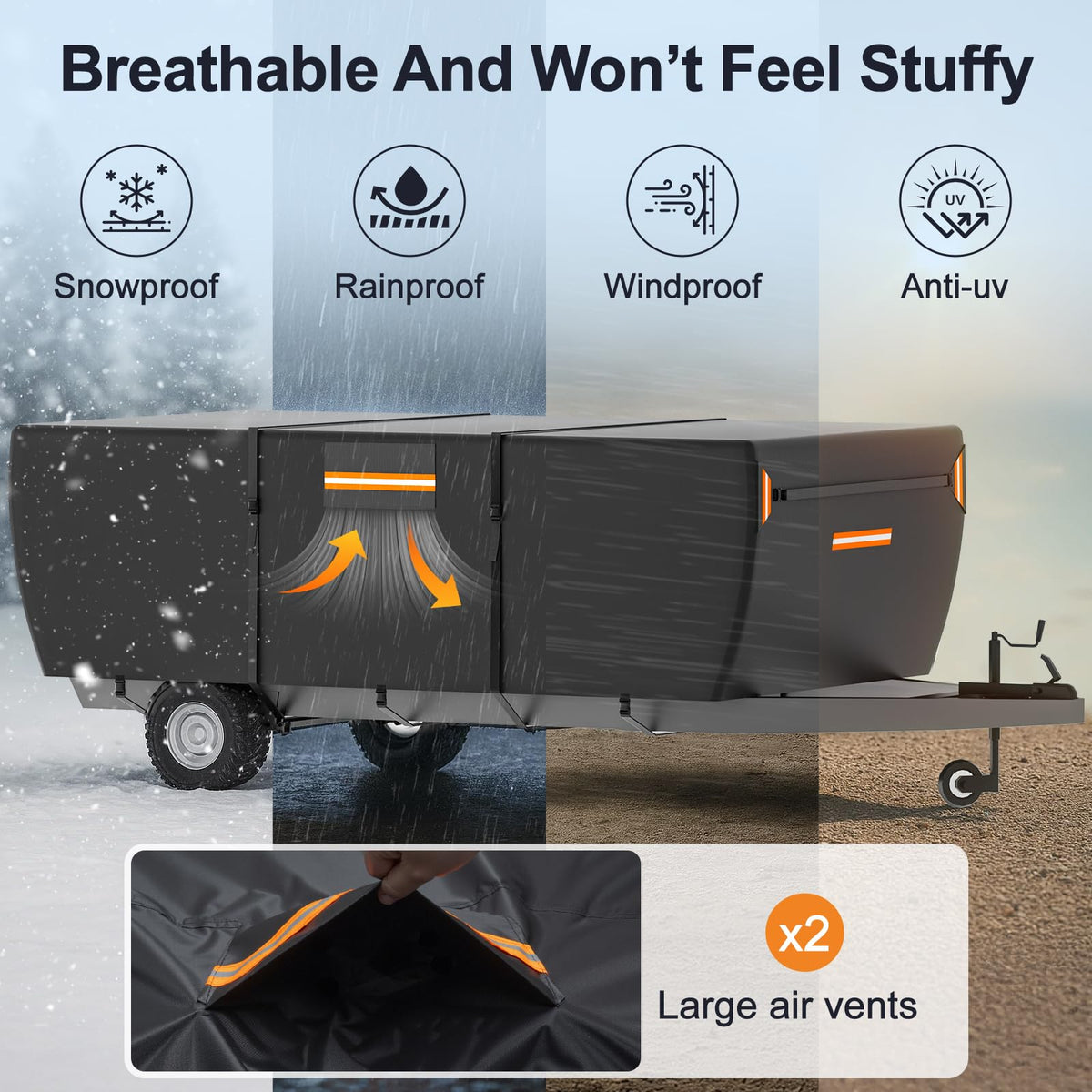 12-14 ft Pop Up Camper Cover 7 Layers Oxford Waterproof V4874