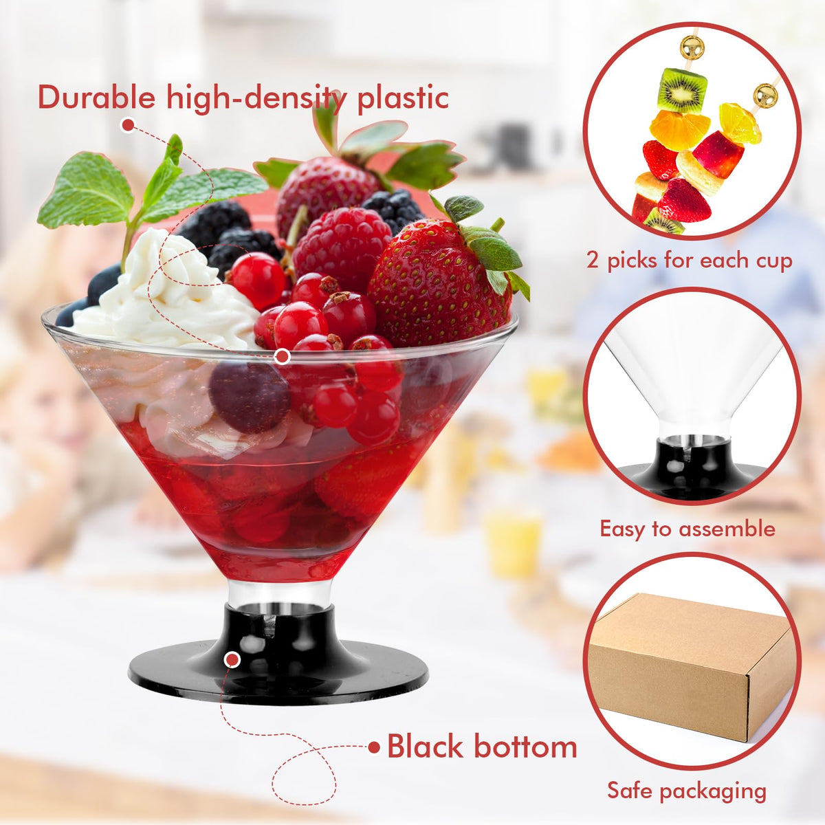 25 PCS 5oz Clear Plastic Martini Glasses H68124