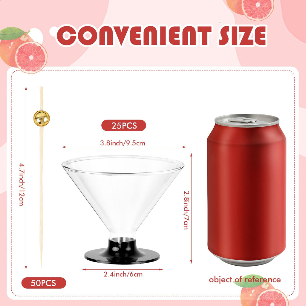 25 PCS 5oz Clear Plastic Martini Glasses H68124