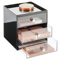 Makeup Organizer Storage Cube with 3 Drawers Black/Clear B3191