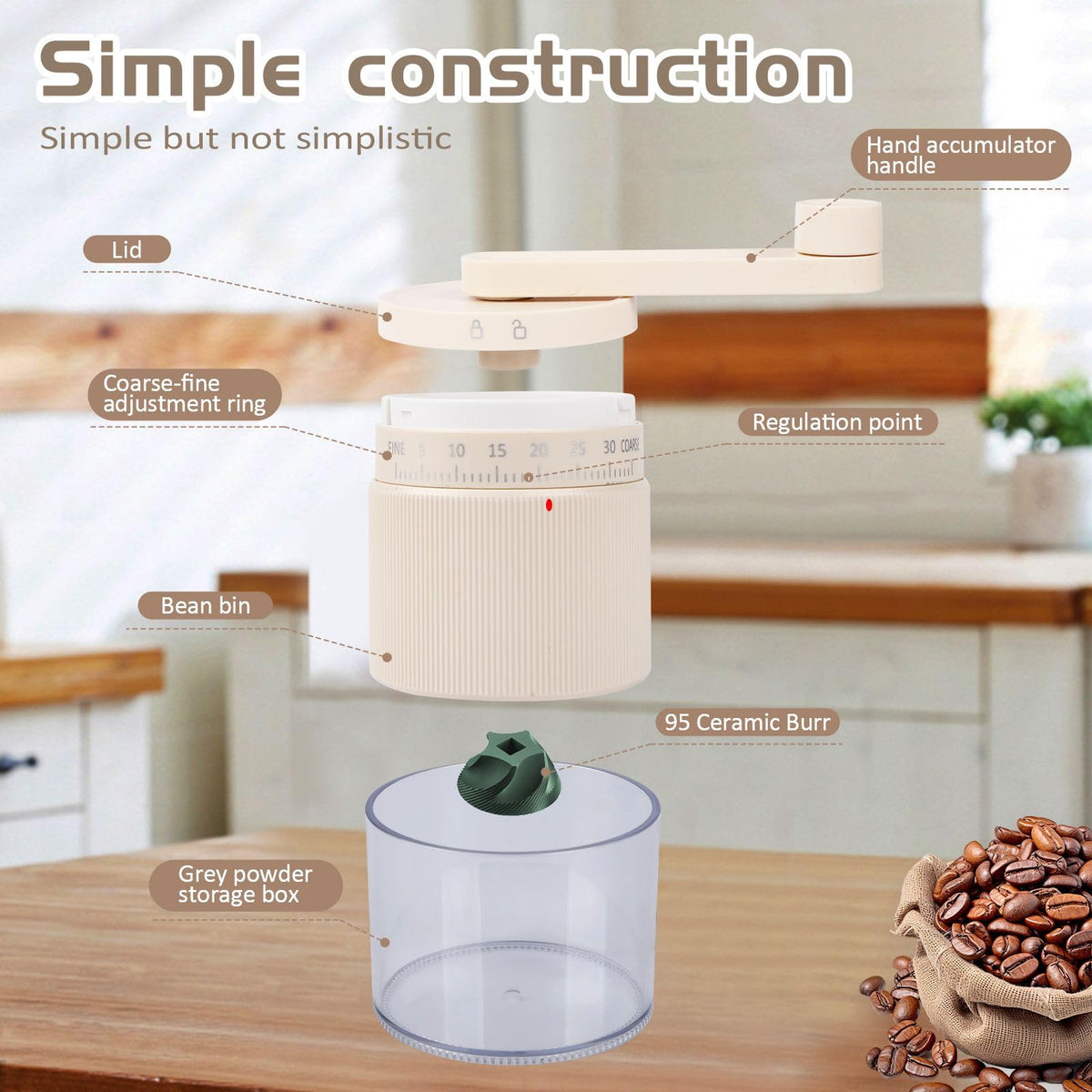 Manual Coffee Grinder with Ceramic Conical Burr H66674