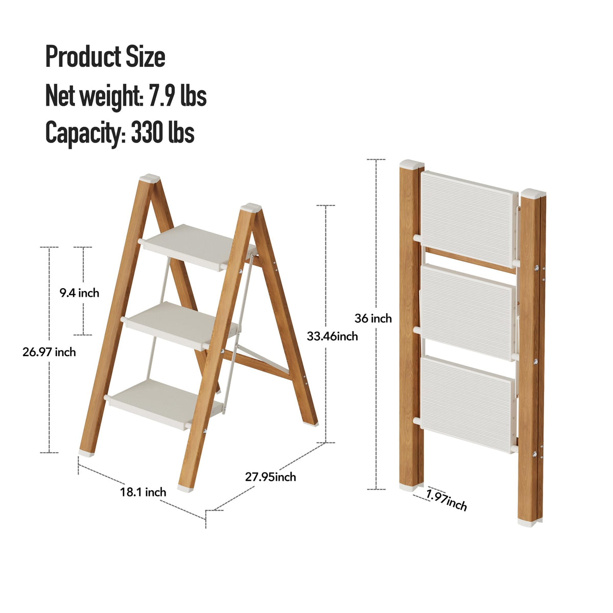 3 Step Aluminum Foldable Step Stool J4325