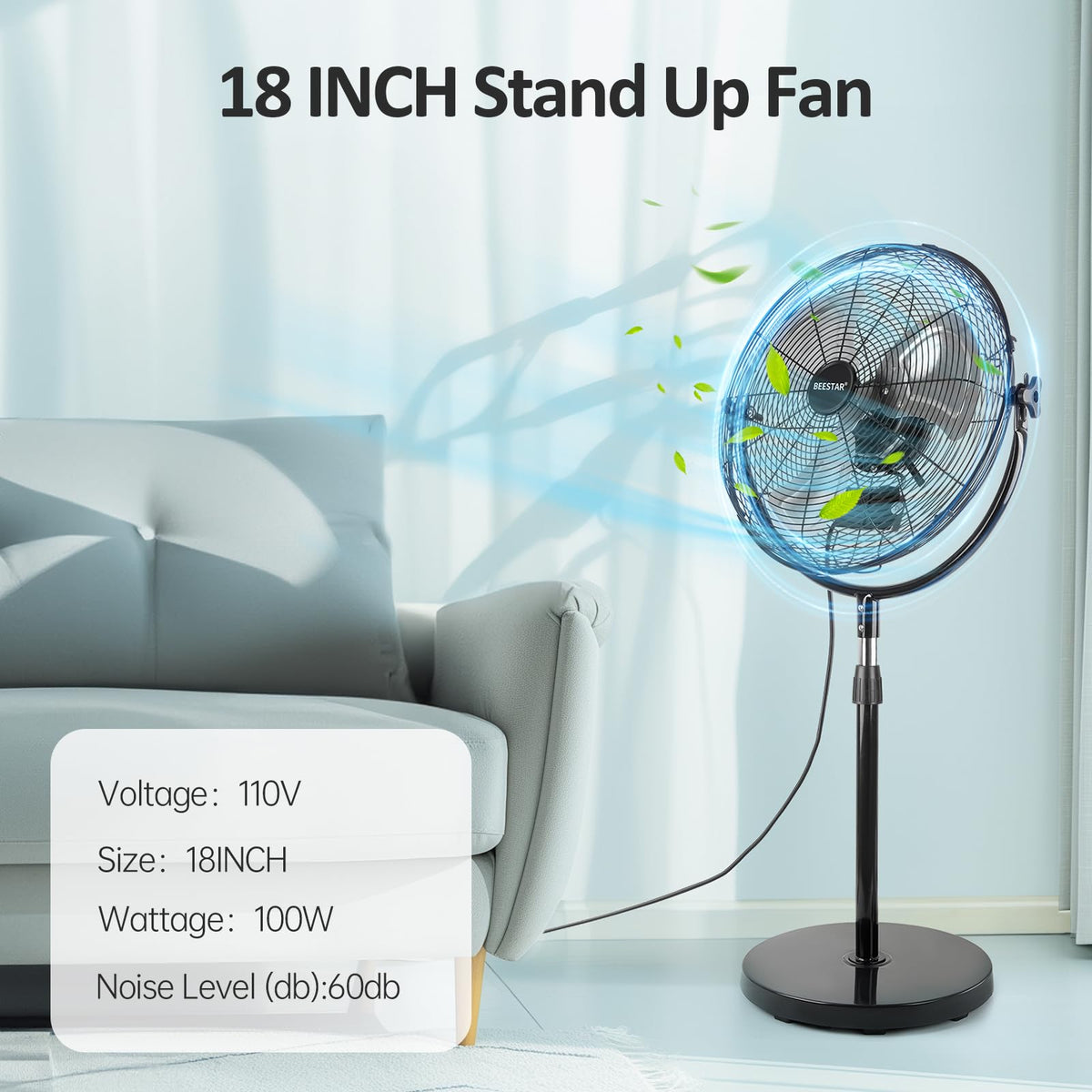 18 Inch High Velocity Metal Pedestal Fan R355453