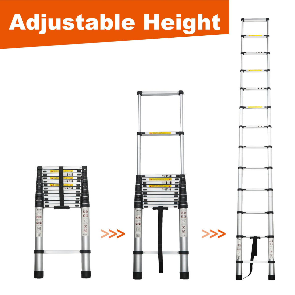 12.5FT Aluminum Telescoping Ladder 300 lbs J718