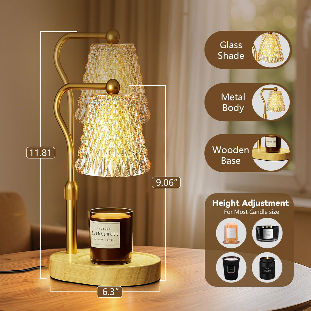 Candle Warmer Lamp with Timer Dimmer, Height Adjustable Wax Melt Warmer for Jar Candles C970291