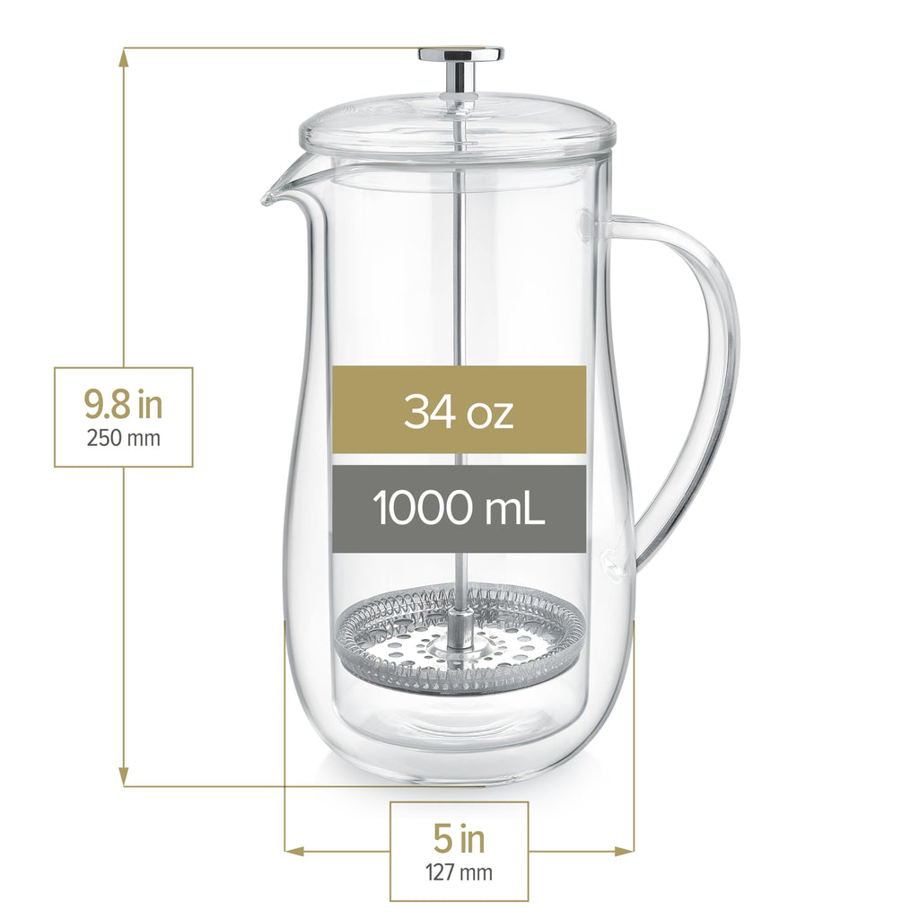 Double-Walled Glass French Press 34 oz D380