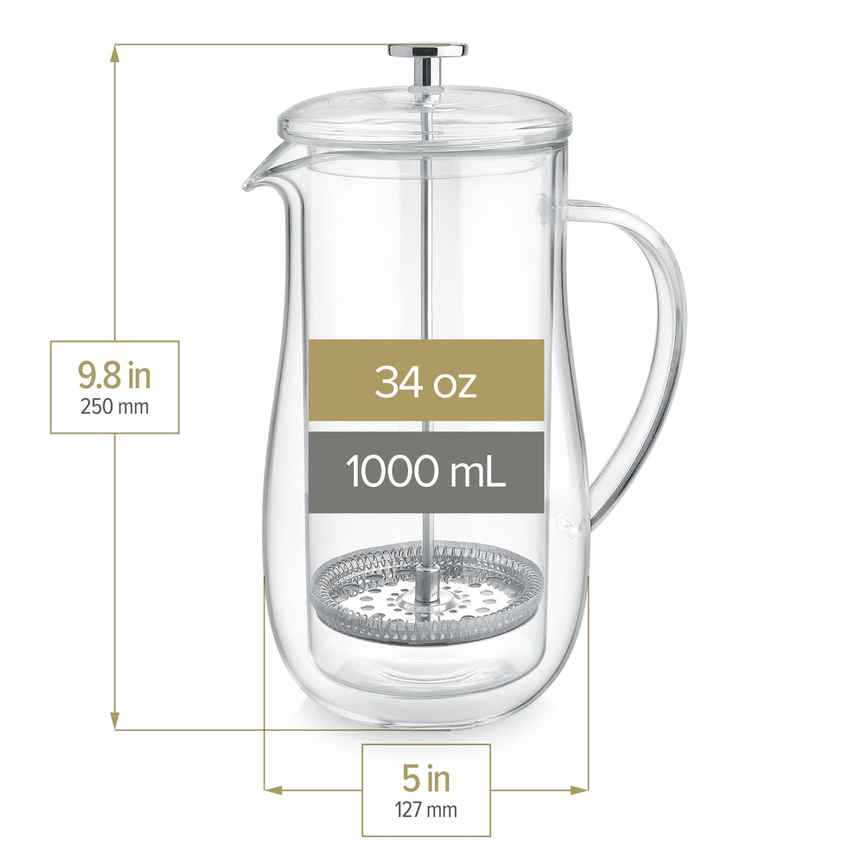 Double-Walled Glass French Press 34 oz D380