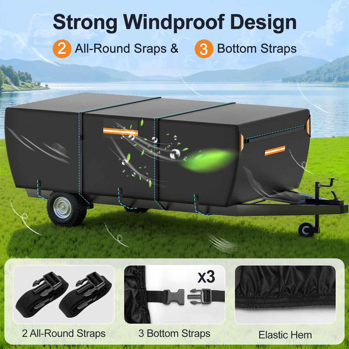 12-14 ft Pop Up Camper Cover 7 Layers Oxford Waterproof V4874