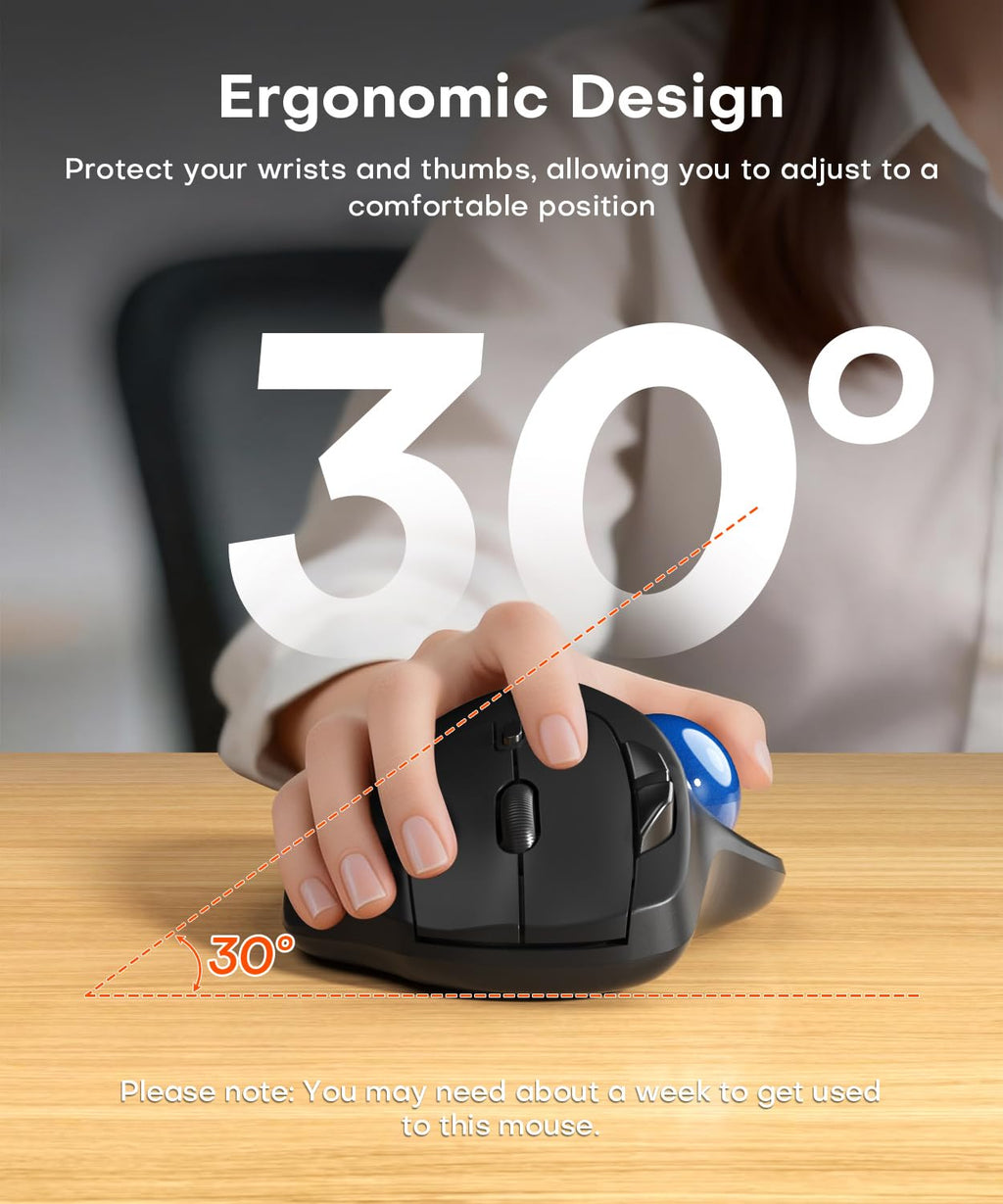 Ergonomic Wireless Trackball Mouse V980578
