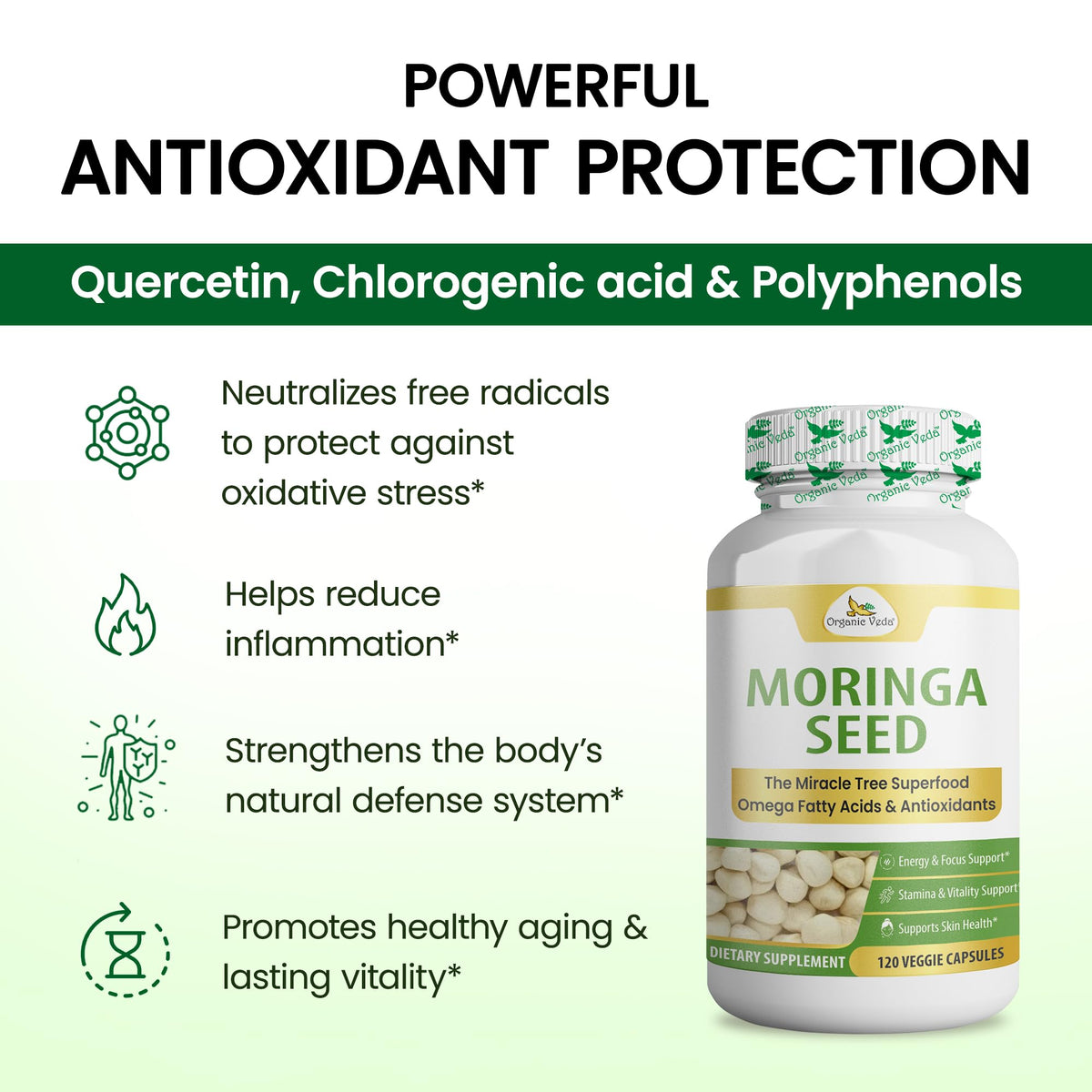 Organic Moringa Seeds Capsules 120 Vegan Capsules G54621