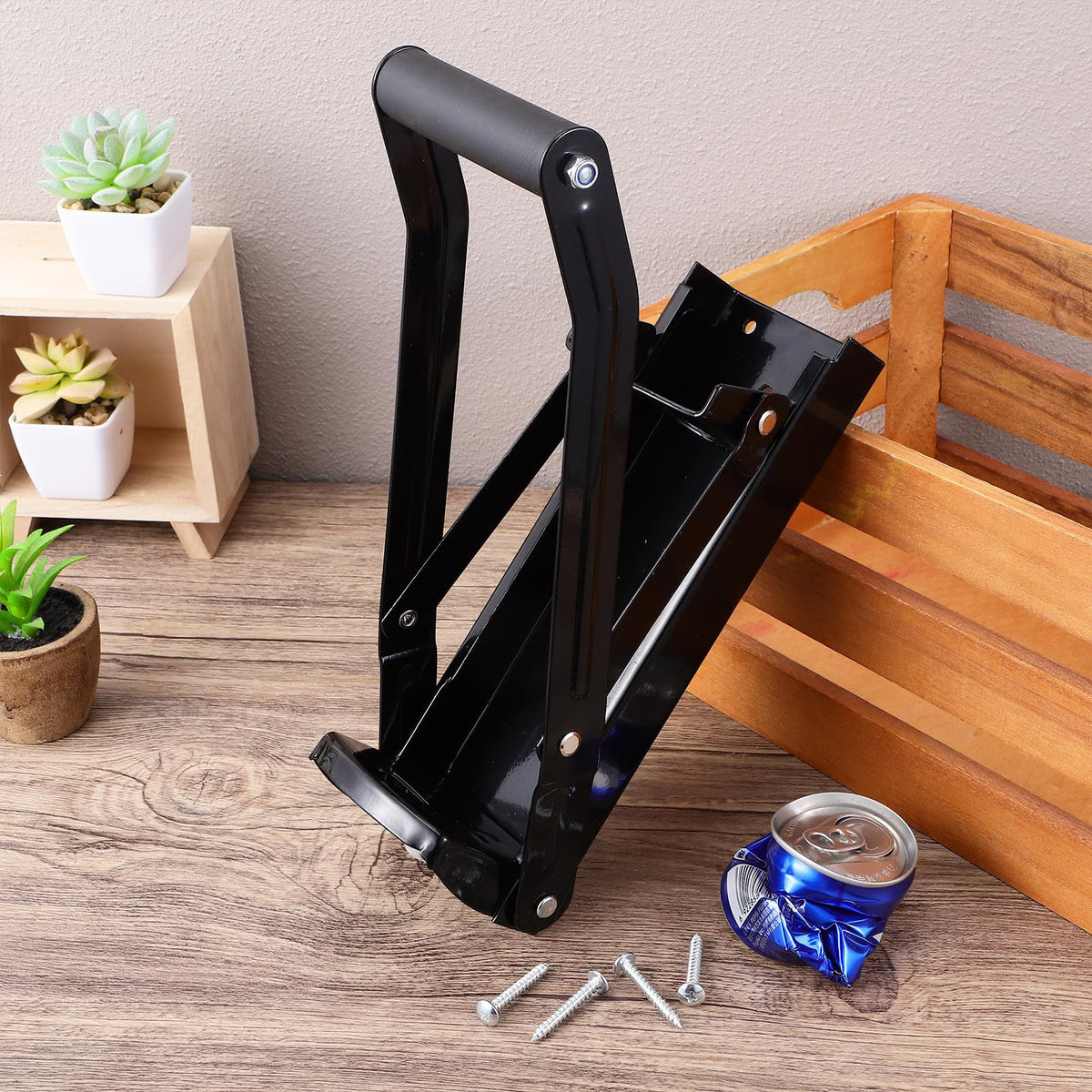 Wall Mounted Stainless Steel Can Crusher with Bottle Opener V6475