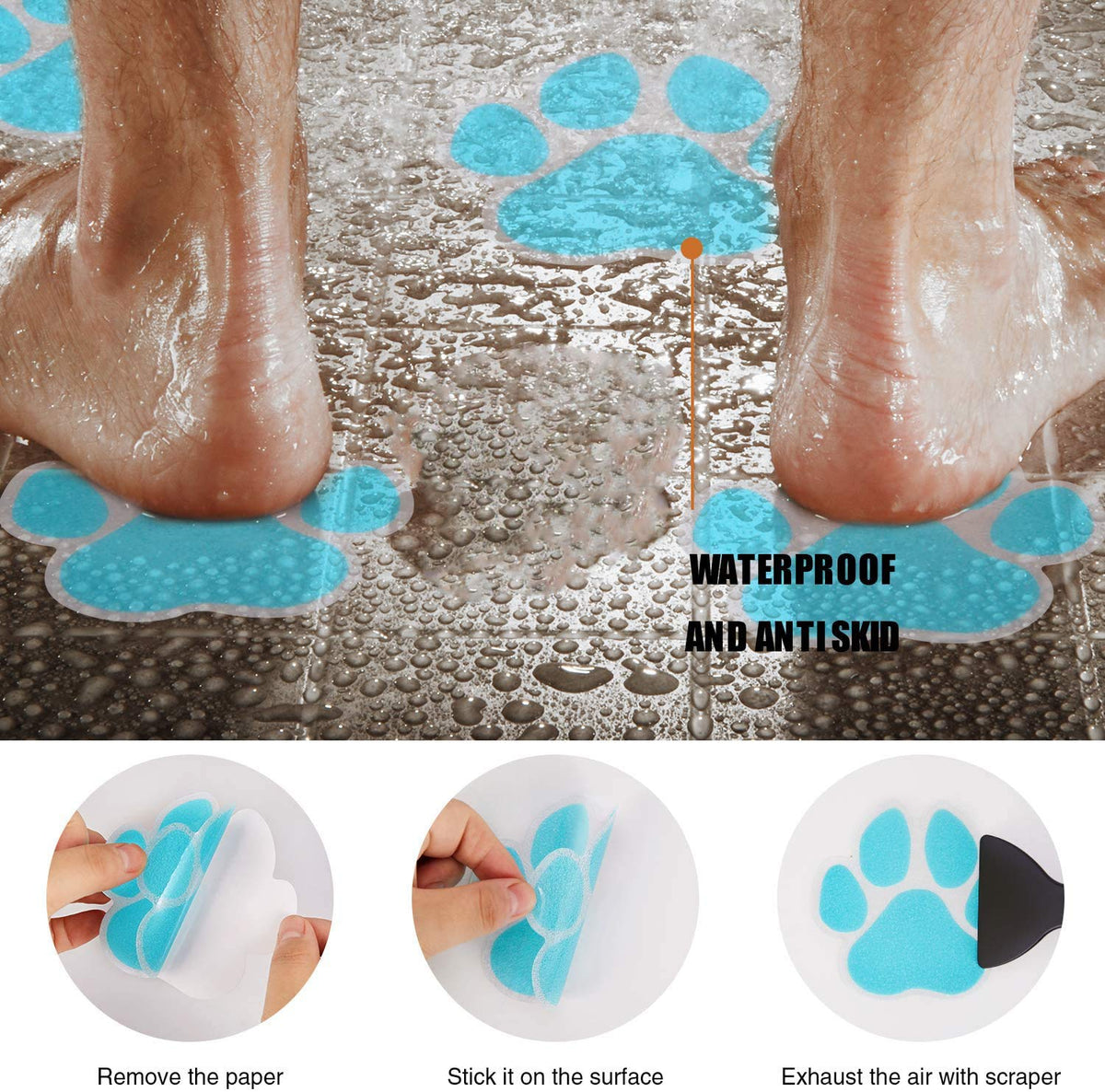 12 Pcs Non-Slip Bathtub Stickers Blue V5235