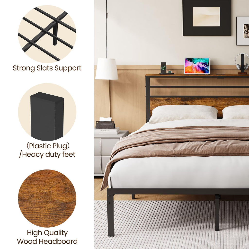 Black Twin Bed Frame with Headboard G16956