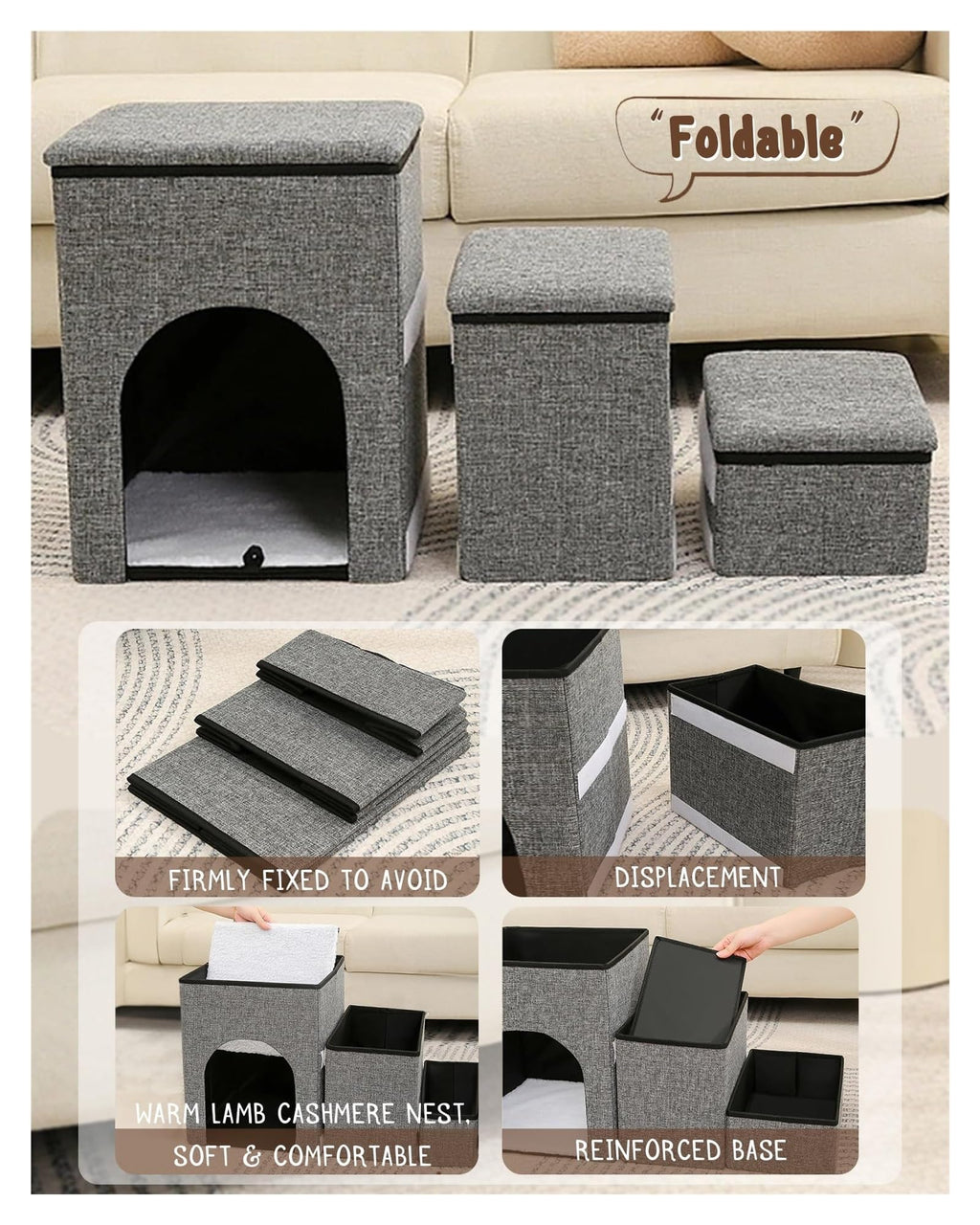 Folding Pet Stairs with Storage Box E9878