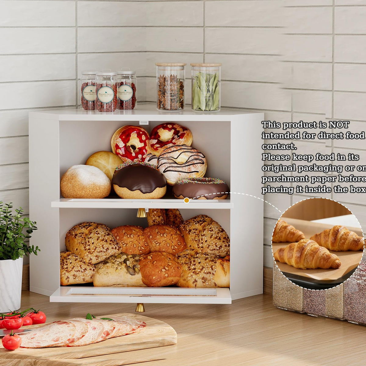 Bamboo Bread Box with Transparent Door W6329