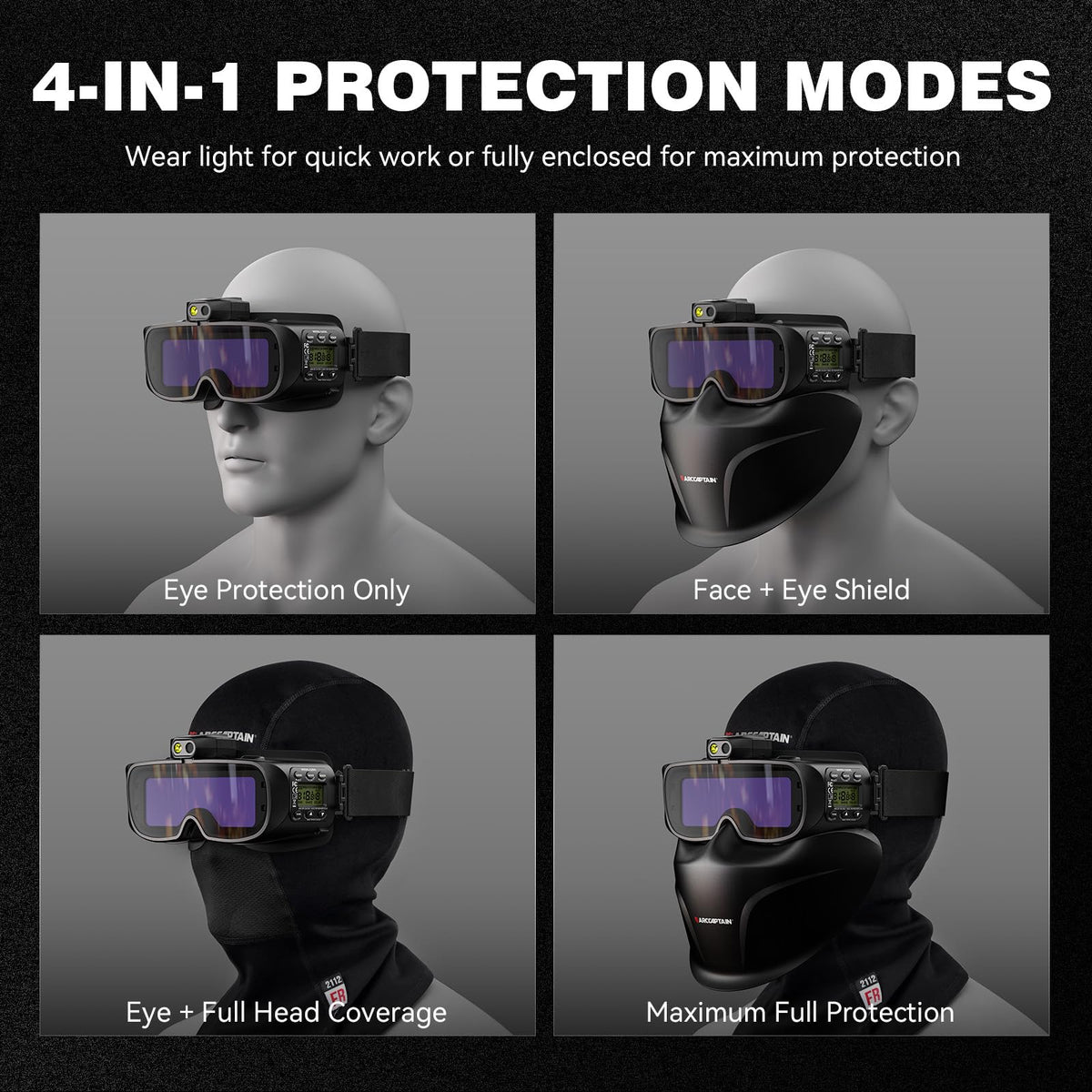 Auto-Darkening Welding Goggles Kit with LED Light K842