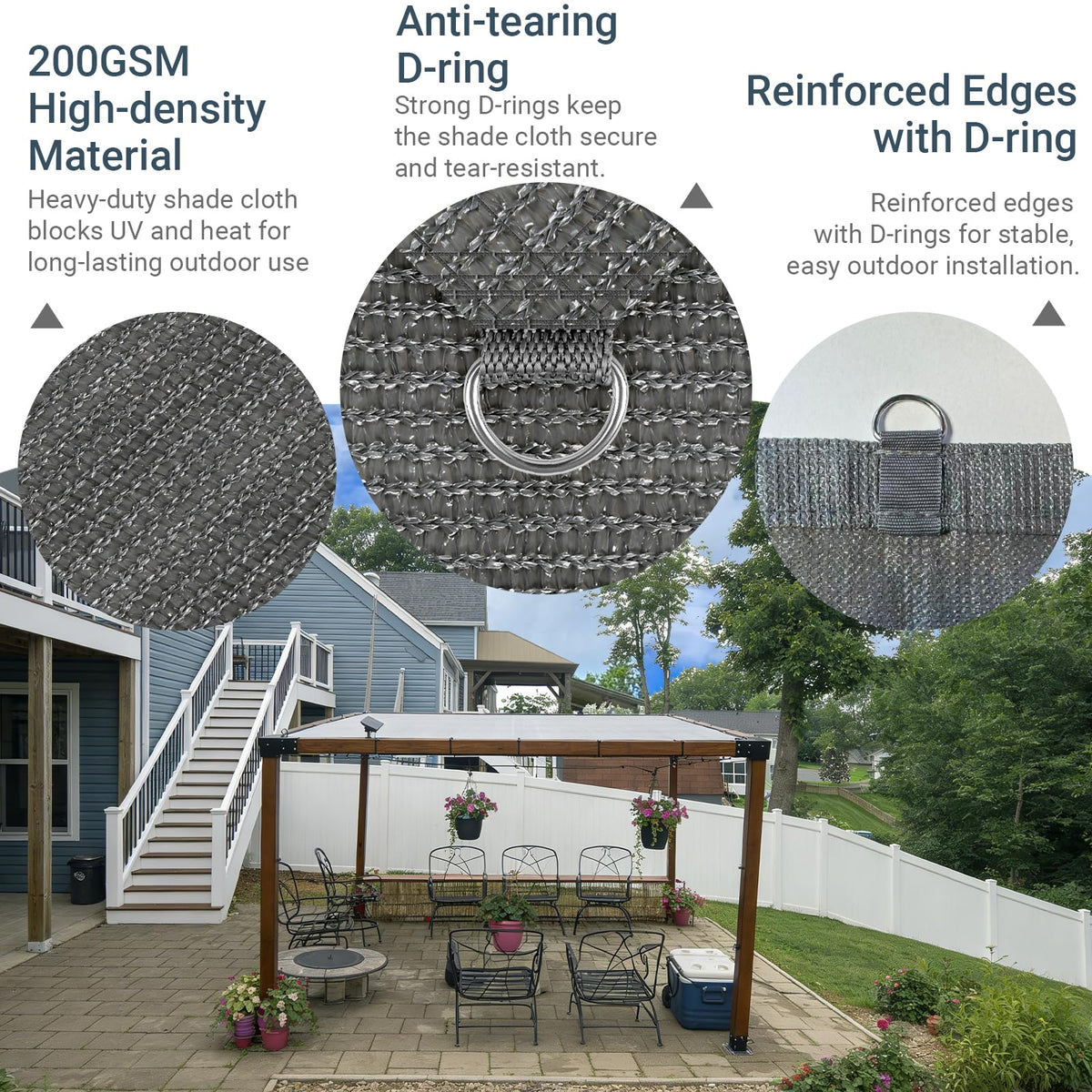8x20 FT Sun Shade Cloth with D-Rings E8813