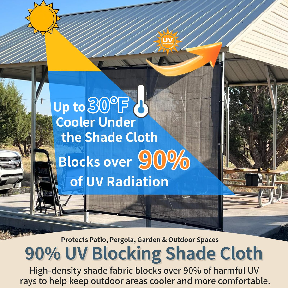 8x20 FT Sun Shade Cloth with D-Rings E8813