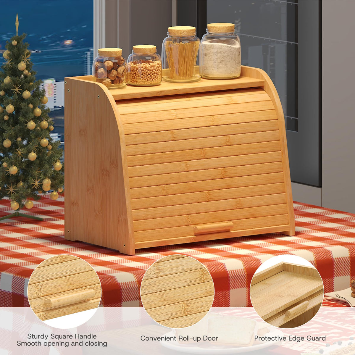 Large Bamboo Wood Bread Box R905605