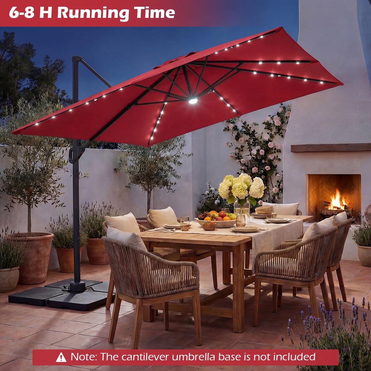 10ft Solar LED Patio Umbrella with Aluminum Pole R312973
