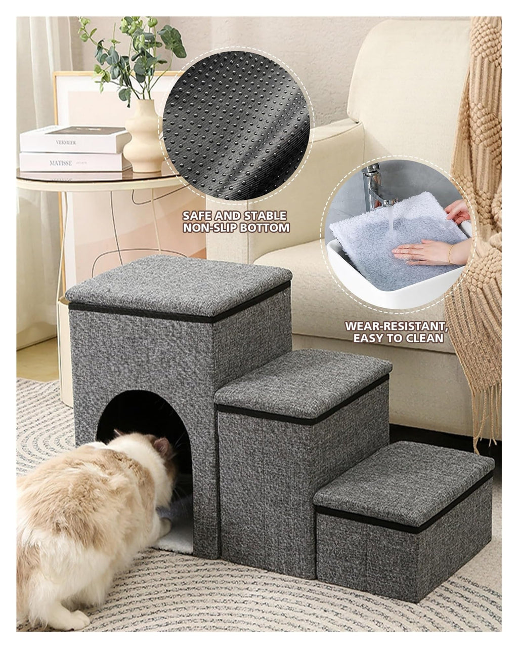 Folding Pet Stairs with Storage Box E9878