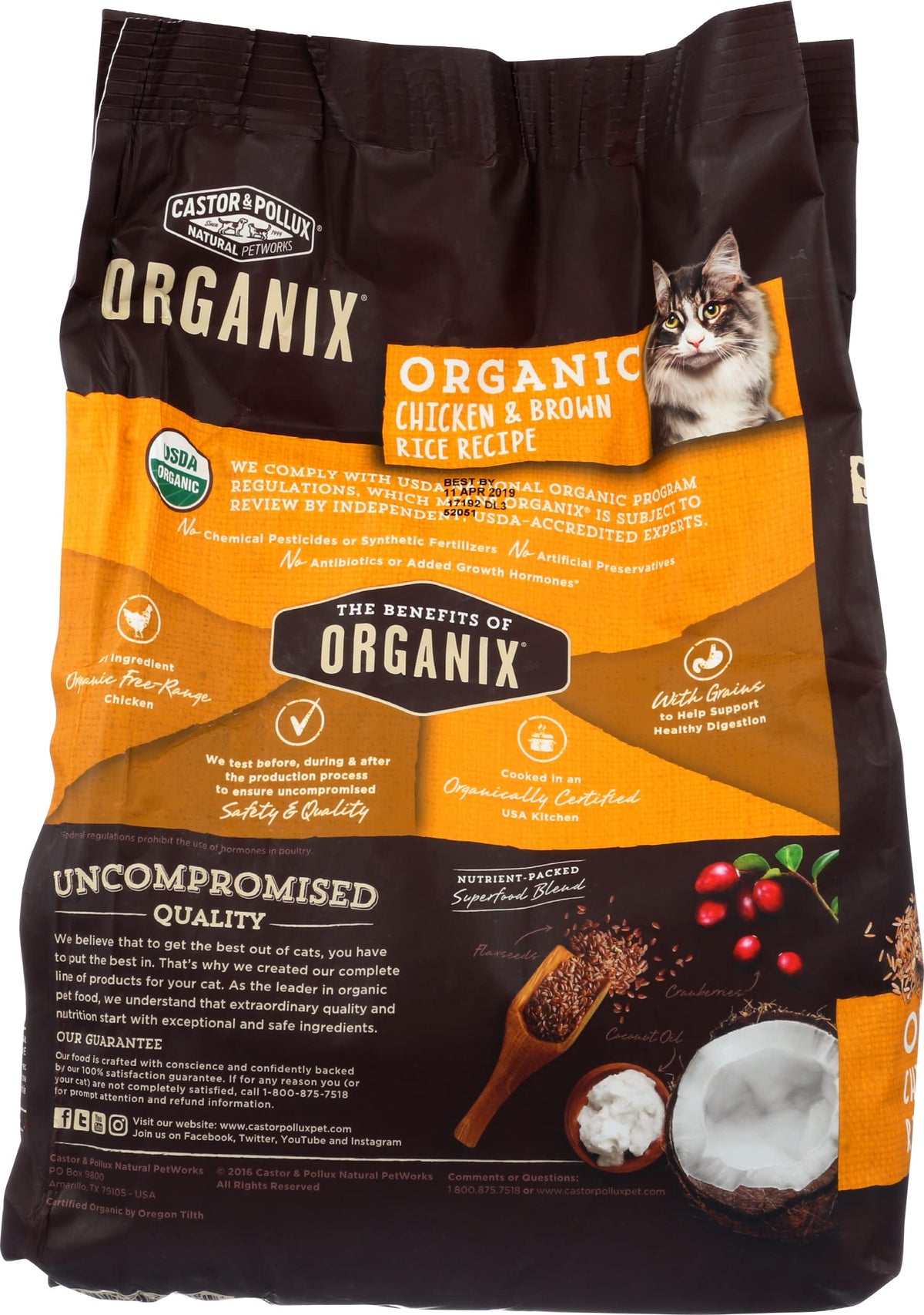 Organic Chicken & Brown Rice Recipe Dry Cat Food 3 lb. Bag L22033