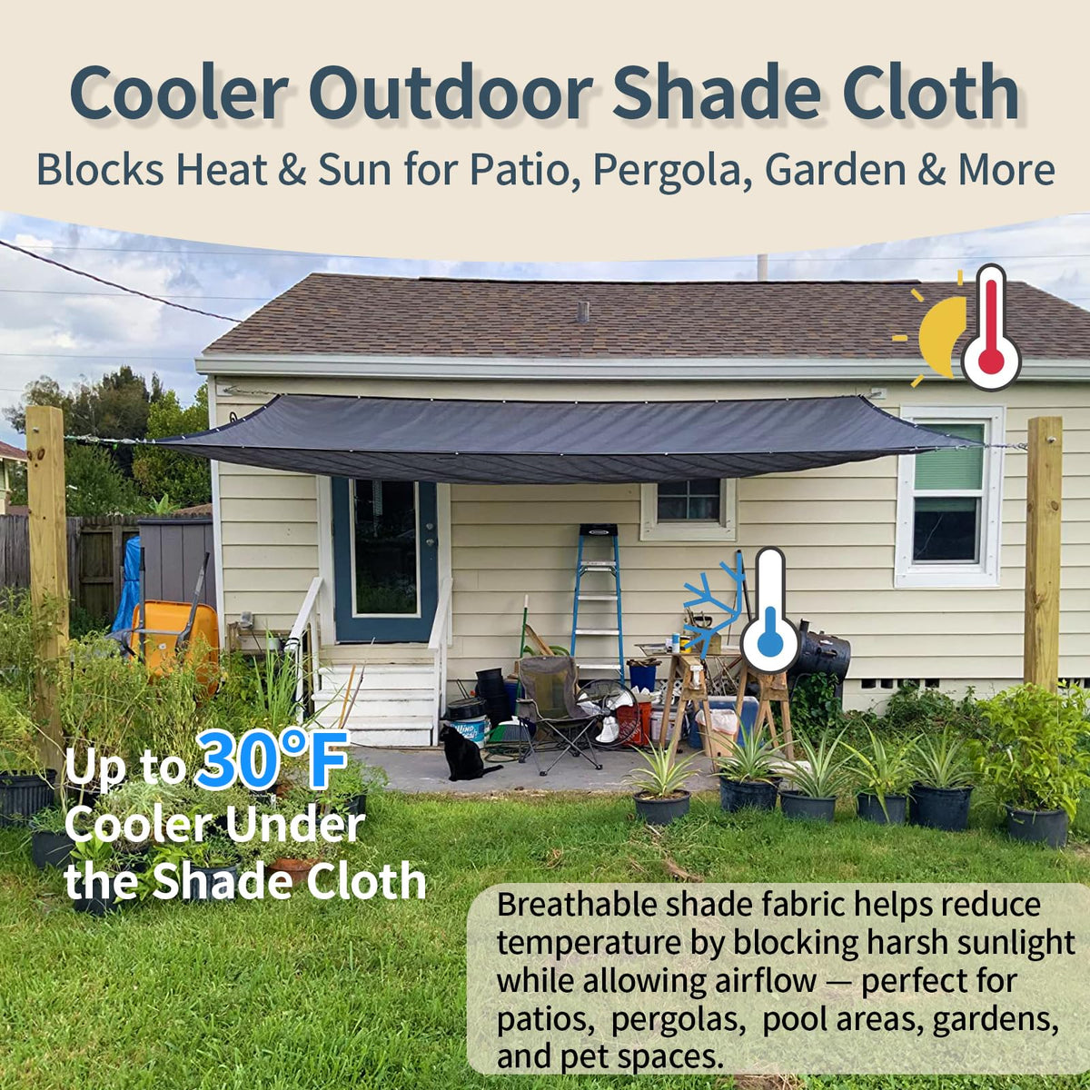 8x20 FT Sun Shade Cloth with D-Rings E8813
