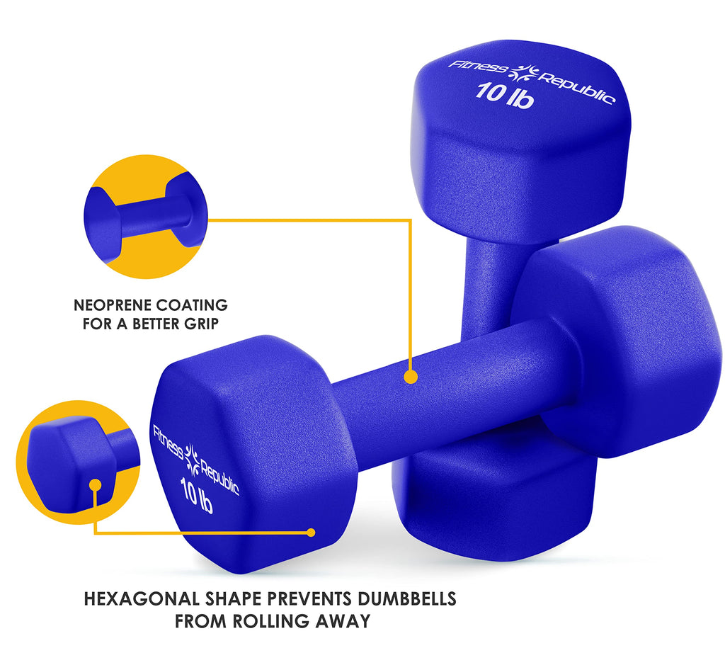 Neoprene Dumbbell Set of 2 Non-Slip Hex Shape B8001