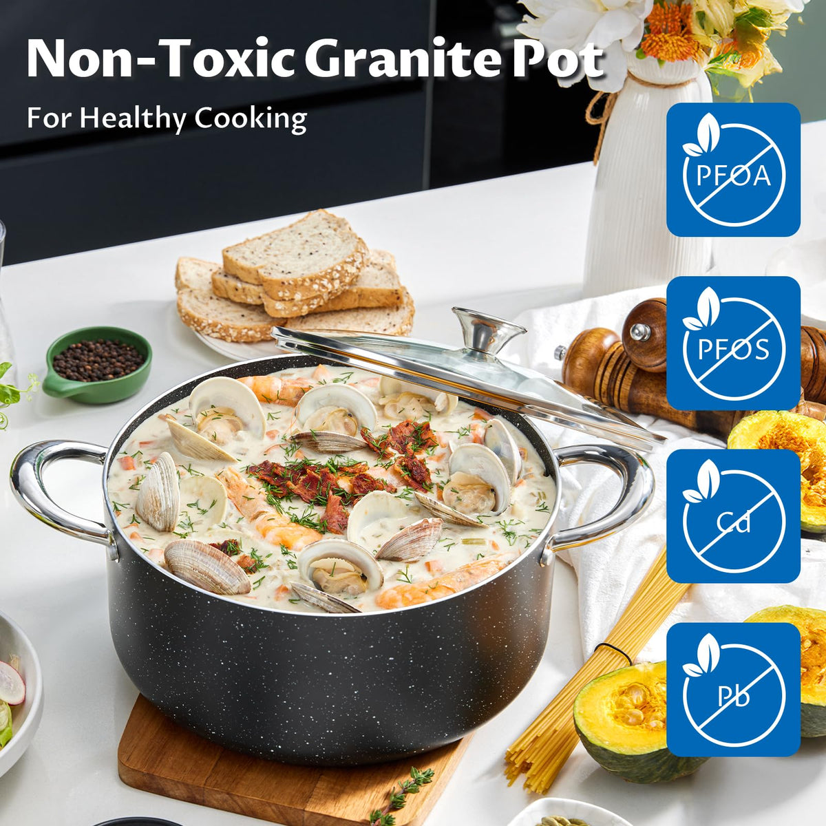 6 Quart Nonstick Stock Pot with Lid J147