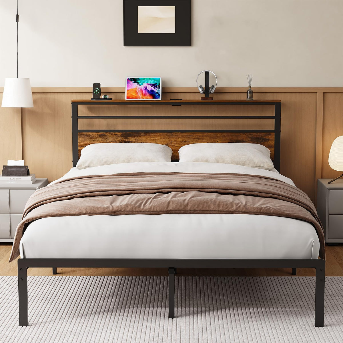 Black Twin Bed Frame with Headboard G16956