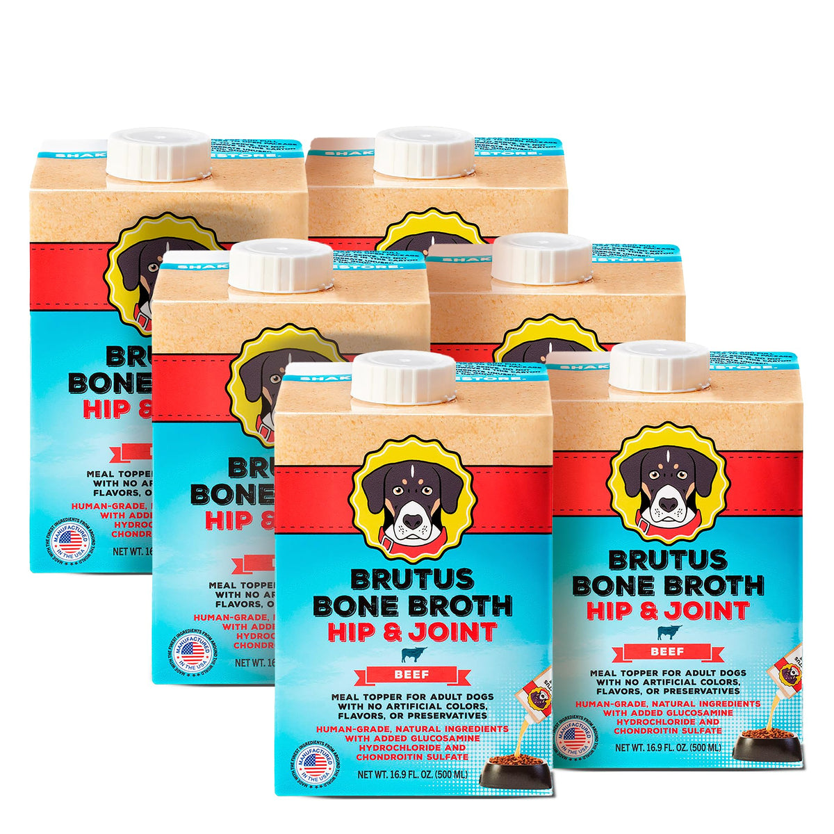 Bone Broth for Dogs with Chondroitin Glucosamine Turmeric 16.9oz Pack of 6 I448