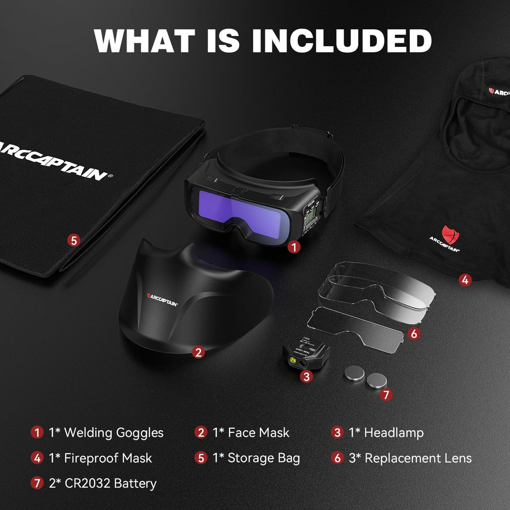 Auto-Darkening Welding Goggles Kit with LED Light K842
