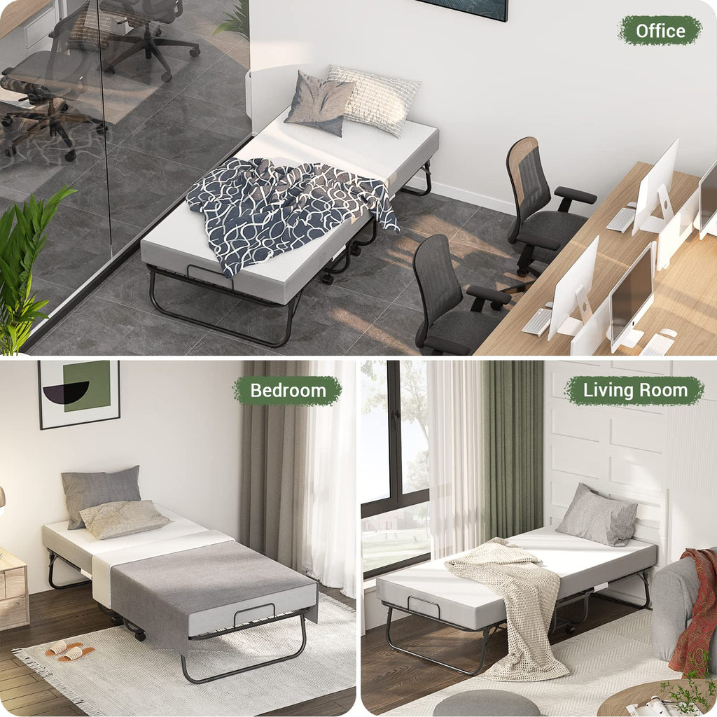 75" x 31" Folding Bed with Memory Foam Mattress N37357