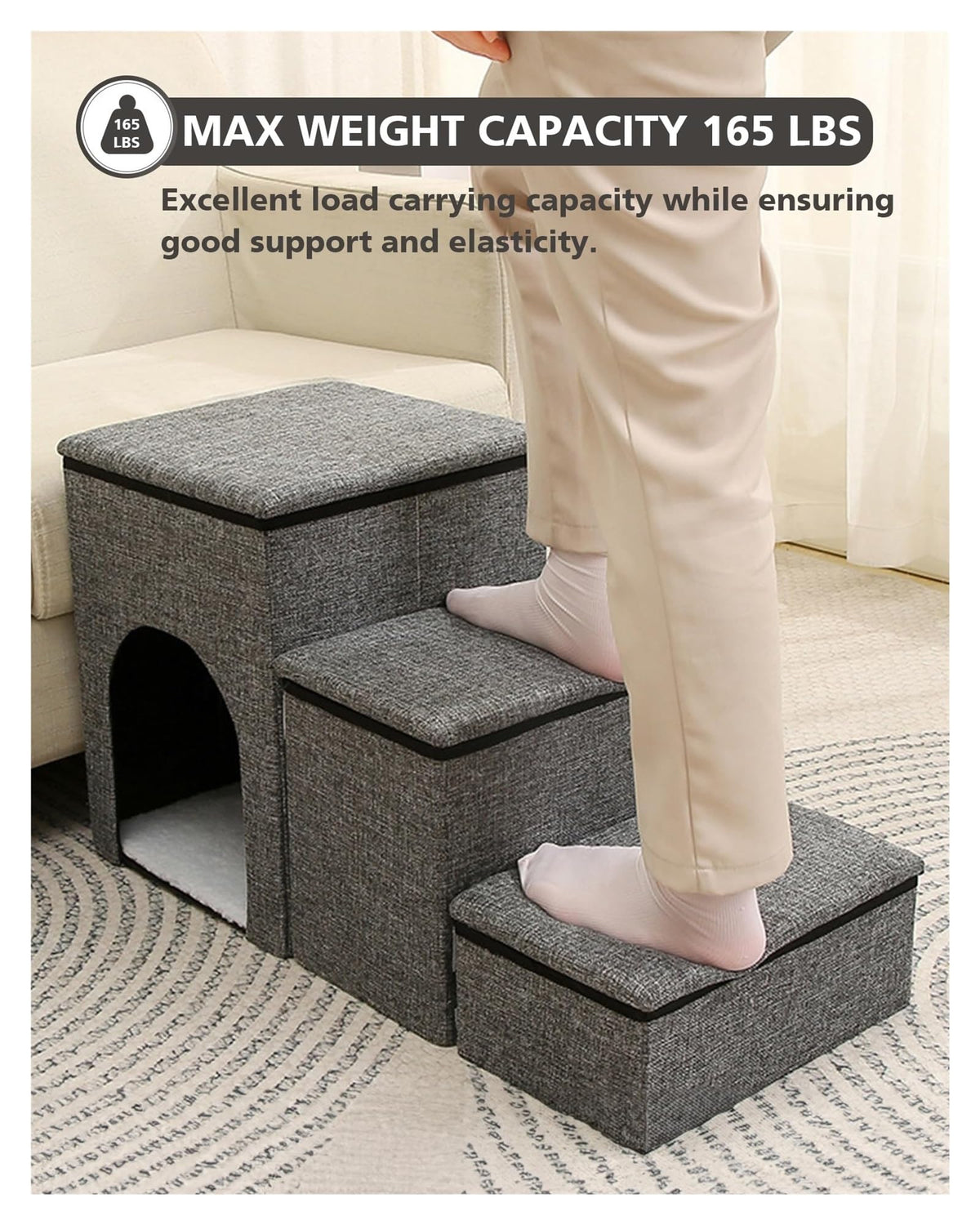 Folding Pet Stairs with Storage Box E9878