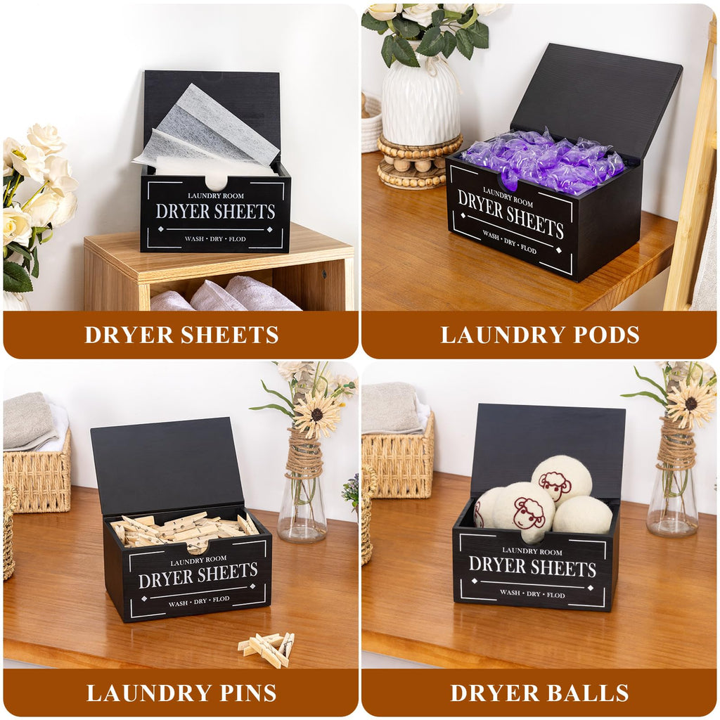 Black Dryer Sheet Holder with Lid U3810